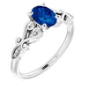 14K White Chatham® Created Blue Sapphire & .02 CTW Diamond Ring - Siddiqui Jewelers