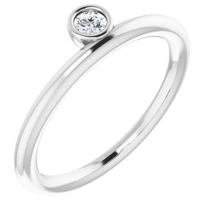 Sterling Silver 1/10 CT Diamond Asymmetrical Stackable Ring - Siddiqui Jewelers