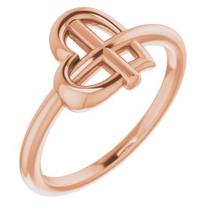 14K Rose Heart Cross Ring - Siddiqui Jewelers