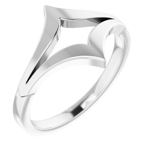 14K White Negative Space Double "V" Ring - Siddiqui Jewelers