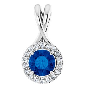 14K White Sapphire & 1/10 CTW Diamond Pendant  -Siddiqui Jewelers