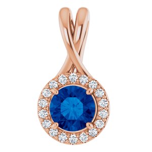 14K Rose Sapphire & 1/10 CTW Diamond Pendant  -Siddiqui Jewelers