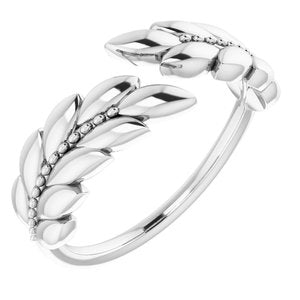 14K White Leaf Negative Space Ring - Siddiqui Jewelers