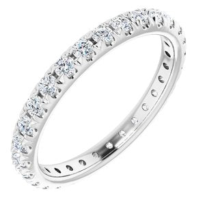 14K White 3/4 CTW French Set Diamond Eternity Band Size 5.5-Siddiqui Jewelers
