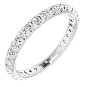 14K White 9/10 CTW French Set Diamond Eternity Band Size 7.5-Siddiqui Jewelers
