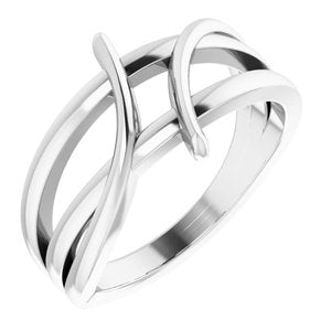 14K White 12.4 mm Freeform Bypass Ring - Siddiqui Jewelers