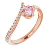 14K Rose Morganite & 1/10 CTW Diamond Bypass Ring - Siddiqui Jewelers
