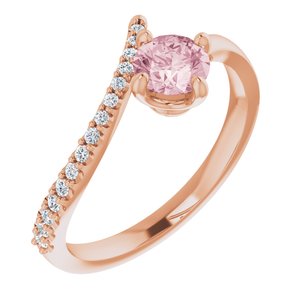 14K Rose Morganite & 1/10 CTW Diamond Bypass Ring - Siddiqui Jewelers