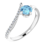 14K White Aquamarine & 1/10 CTW Diamond Bypass Ring - Siddiqui Jewelers