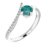 14K White Chatham® Created Alexandrite & 1/10 CTW Diamond Bypass Ring - Siddiqui Jewelers