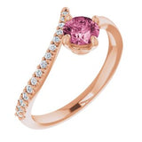 14K Rose Pink Tourmaline & 1/10 CTW Diamond Bypass Ring - Siddiqui Jewelers