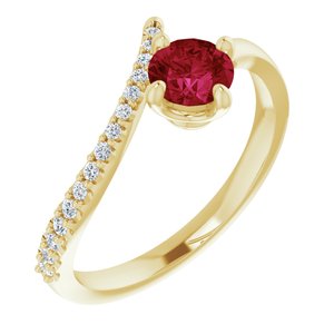 14K Yellow Ruby & 1/10 CTW Diamond Bypass Ring - Siddiqui Jewelers