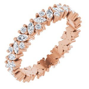 14K Rose 1 CTW Diamond Cluster Eternity Band Size 7 - Siddiqui Jewelers