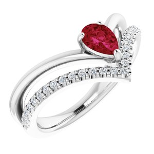 14K White Ruby & 1/6 CTW Diamond Ring - Siddiqui Jewelers