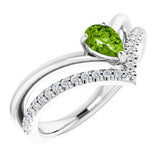 14K White Peridot & 1/6 CTW Diamond Ring - Siddiqui Jewelers