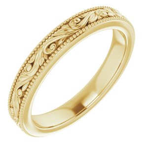 14K Yellow 3.2 mm Scroll Band Size 7 - Siddiqui Jewelers