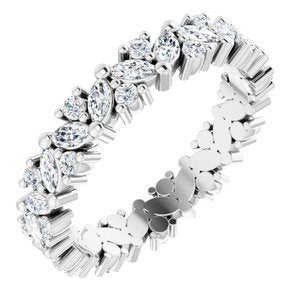 Platinum 9/10 CTW Diamond Cluster Eternity Band Size 5 - Siddiqui Jewelers