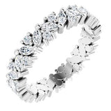 14K White 9/10 CTW Diamond Cluster Eternity Band Size 4.5 - Siddiqui Jewelers