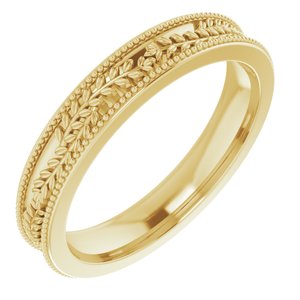 14K Yellow 3.65 mm Floral Band - Siddiqui Jewelers
