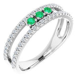 14K White Emerald & 1/4 CTW Diamond Ring - Siddiqui Jewelers