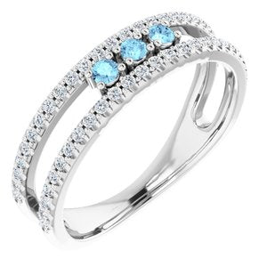 14K White Aquamarine & 1/4 CTW Diamond Ring - Siddiqui Jewelers