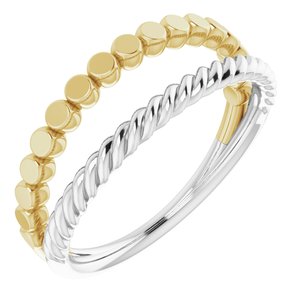 14K White/Yellow Stackable Negative Space Ring - Siddiqui Jewelers