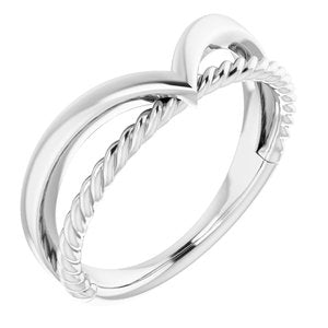 14K White Negative Space Rope Ring - Siddiqui Jewelers