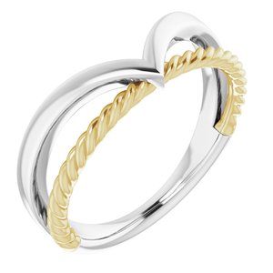 14K White & Yellow Negative Space Rope Ring - Siddiqui Jewelers