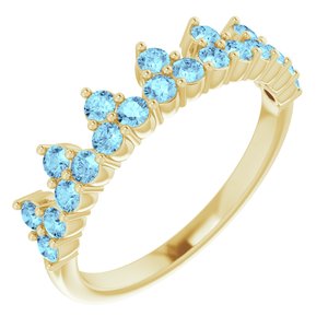14K Yellow Natural Aquamarine Crown Ring Siddiqui Jewelers