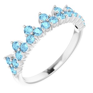 Platinum Natural Aquamarine Crown Ring Siddiqui Jewelers