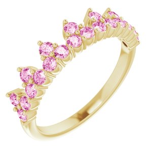 14K Yellow Natural Pink Sapphire Crown Ring Siddiqui Jewelers