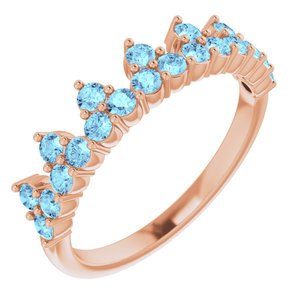 14K Rose Natural Aquamarine Crown Ring Siddiqui Jewelers