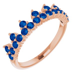 14K Rose Lab-Grown Blue Sapphire Crown Ring Siddiqui Jewelers