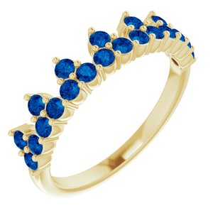 14K Yellow Chatham® Lab-Created Blue Sapphire Crown Ring - Siddiqui Jewelers