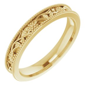 14K Yellow 3 mm Floral Band - Siddiqui Jewelers