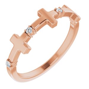 14K Rose .06 CTW Diamond Cross Ring - Siddiqui Jewelers