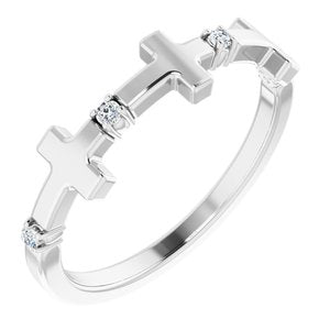 14K White .05 CTW Diamond Cross Ring - Siddiqui Jewelers