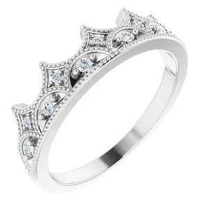 14K White 1/8 CTW Diamond Crown Ring - Siddiqui Jewelers