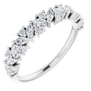 14K White 1/2 CTW Diamond Tilted Marquise Anniversary Band - Siddiqui Jewelers