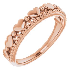 14K Rose Stackable Beaded Heart Ring - Siddiqui Jewelers