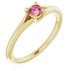 14K Yellow Pink Tourmaline Youth Solitaire Ring - Siddiqui Jewelers