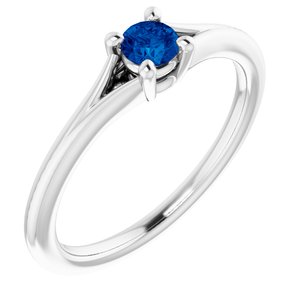 Sterling Silver Chatham® Lab-Created Blue Sapphire Youth Solitaire Ring - Siddiqui Jewelers