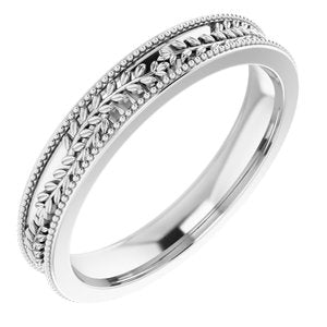 14K White 3.65 mm Floral Band - Siddiqui Jewelers