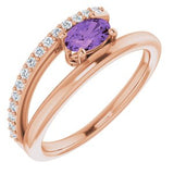 14K Rose Amethyst & 1/8 CTW Diamond Ring - Siddiqui Jewelers