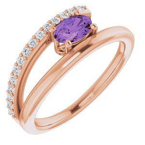 14K Rose Amethyst & 1/8 CTW Diamond Ring - Siddiqui Jewelers