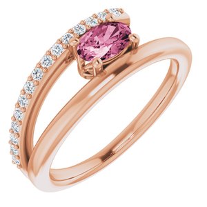14K Rose Tourmaline & 1/8 CTW Diamond Ring - Siddiqui Jewelers