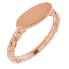 14K Rose 13x5.5 mm Oval Signet Ring - Siddiqui Jewelers