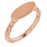14K Rose 13x5.5 mm Oval Signet Ring - Siddiqui Jewelers
