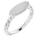 Sterling Silver 13x5.5 mm Oval Signet Ring - Siddiqui Jewelers