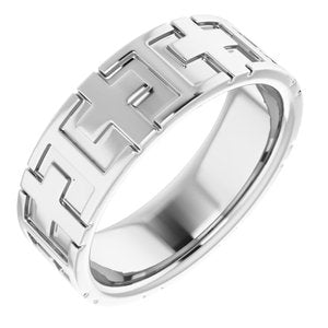 14K White 7 mm Cross Band Size 9 - Siddiqui Jewelers